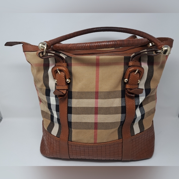 Burberry Classic Check Hobo Bag with Leather Accents - Picture 3 of 16